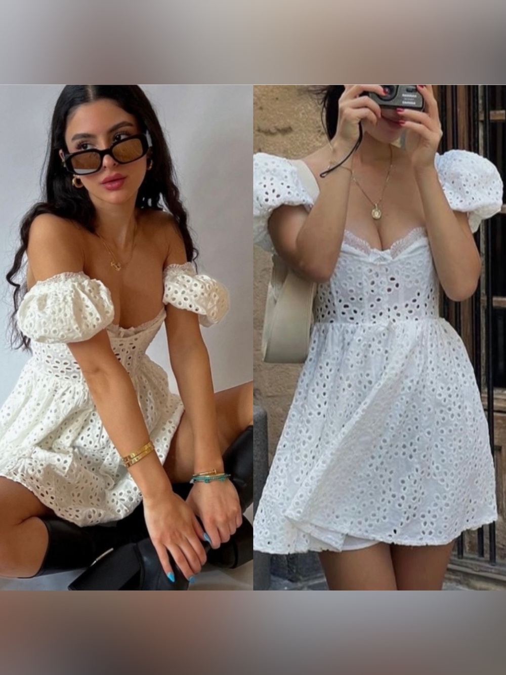 For Love & Lemons Becca Eyelet Mini Dress White Size XS - Picture 3 of 8